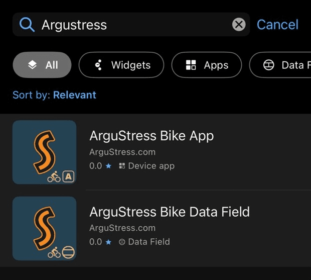screenshot of the Connect IQ Store app
